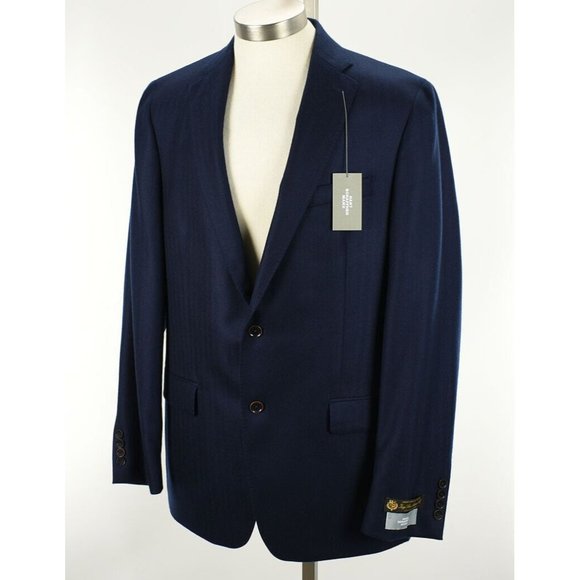 HART SCHAFFNER MARX Navy HERRINGBONE Loro Piana Cashmere Sport Coat 43 LONG NWT - Picture 1 of 3